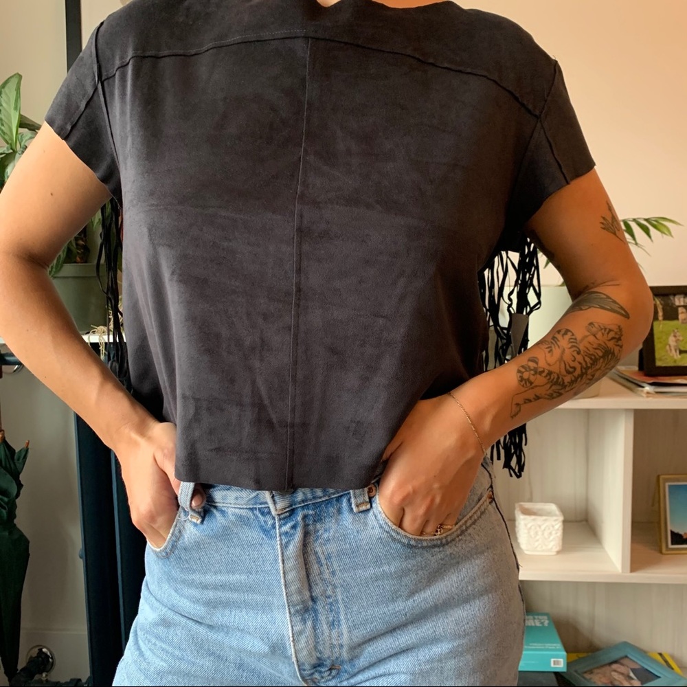 ZARA ~ suede fringe t